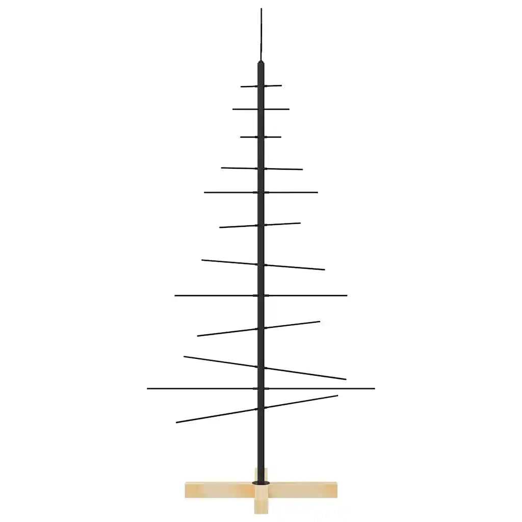 Albero di Natale in Metallo con Base in Legno Nero 120 cm 359603