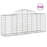 Cestini gabbioni recinzione a gabbia muro di contenimento ad arco 18 pezzi 200 x 50 x 80/100 cm ferro zincato argento 02_0040509