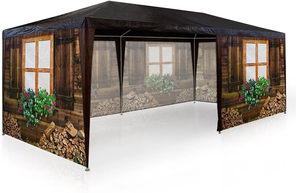 Padiglione da Esterno Capanna 3x6m Pareti Laterali a Rullo Tenda per Feste Eventi Party 18m²