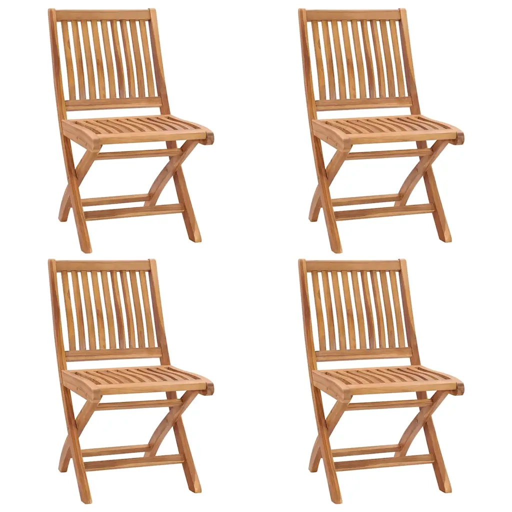 Sedie da Giardino Pieghevoli con Cuscini 4 pz Massello di Teak 3072816