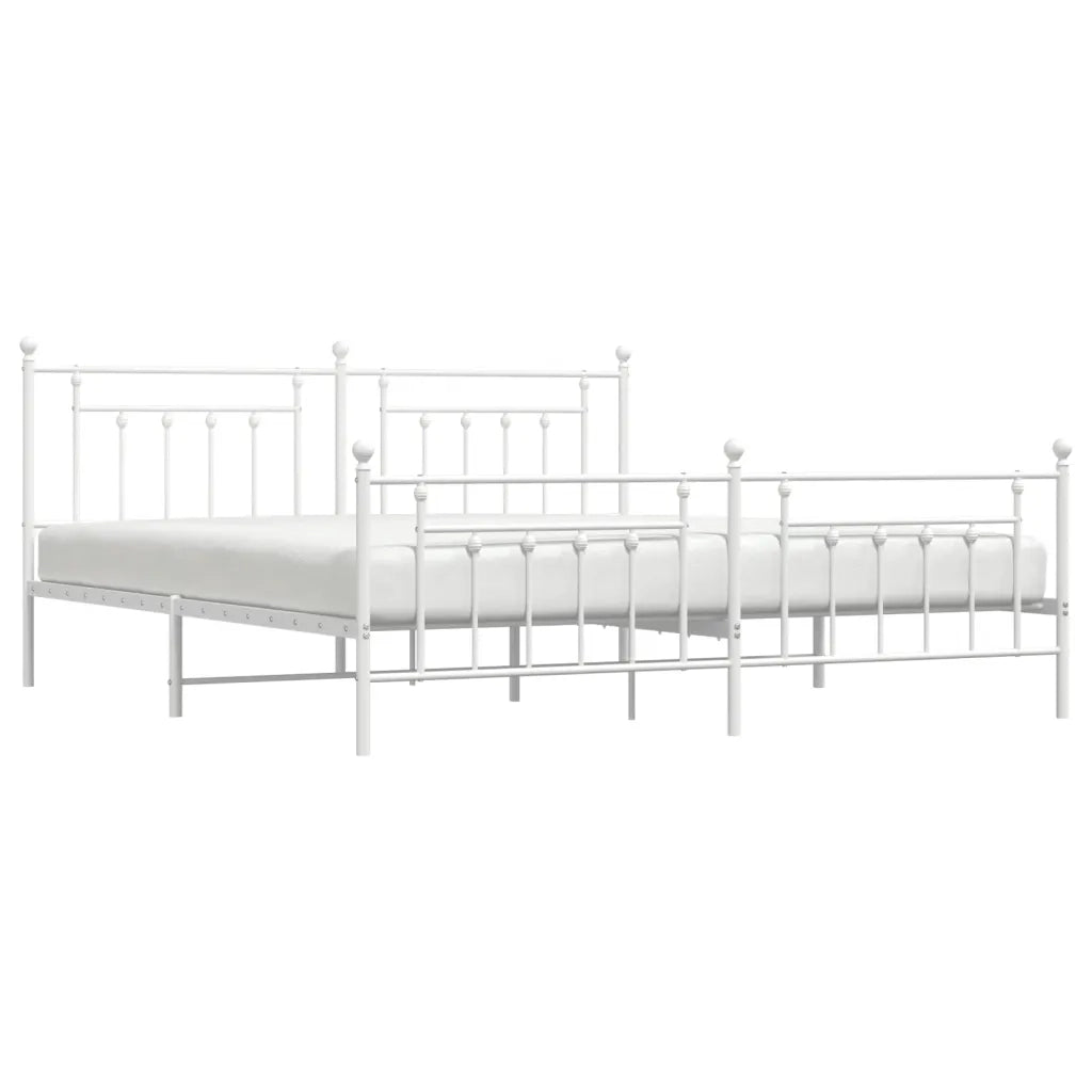 Giroletto con Testiera e Pediera-Struttura Letto Metallo Bianco 200x200 cm 164829
