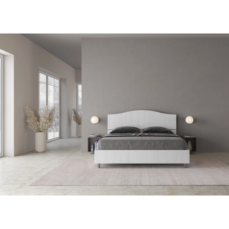 Letto Matrimoniale 160x190 cm Dores - Con rete,Bianco Frassino
