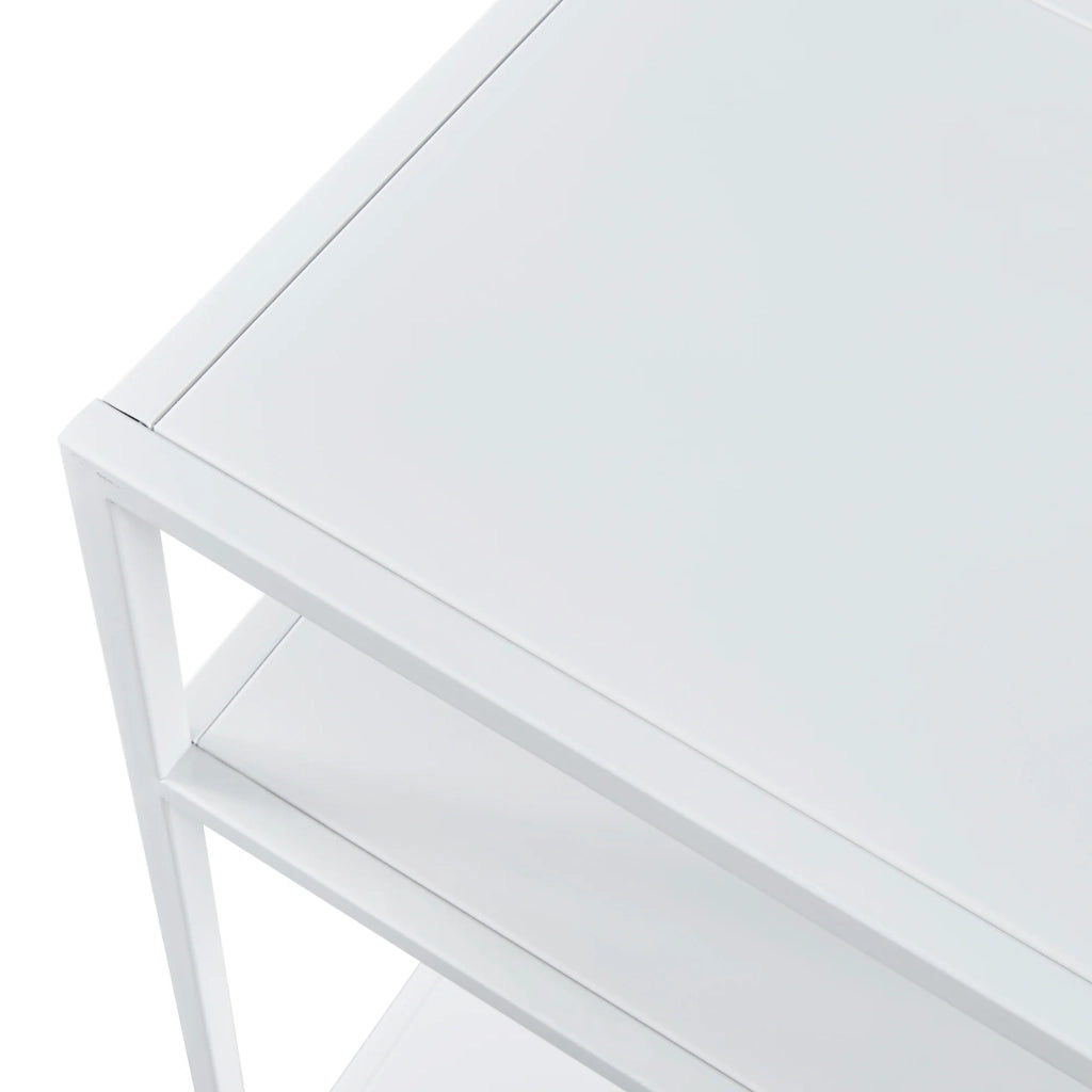 Tavolo consolle in metallo 85 x 55 x 30 cm bianco 03_0008583