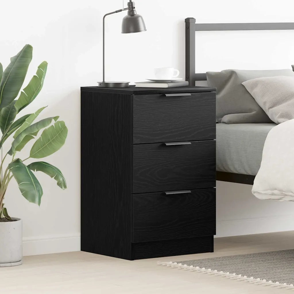 Comodino | Armadio da Notte | Mobiletto da notte Rovere Nero 40 x 65 x 65 cm Legno multistrato