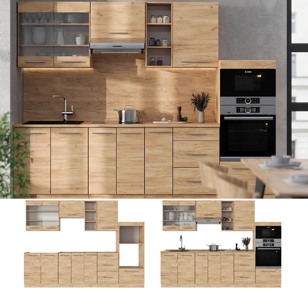 Vicco Cucina componibile Quercia dorata 280 cm , PL Marmo