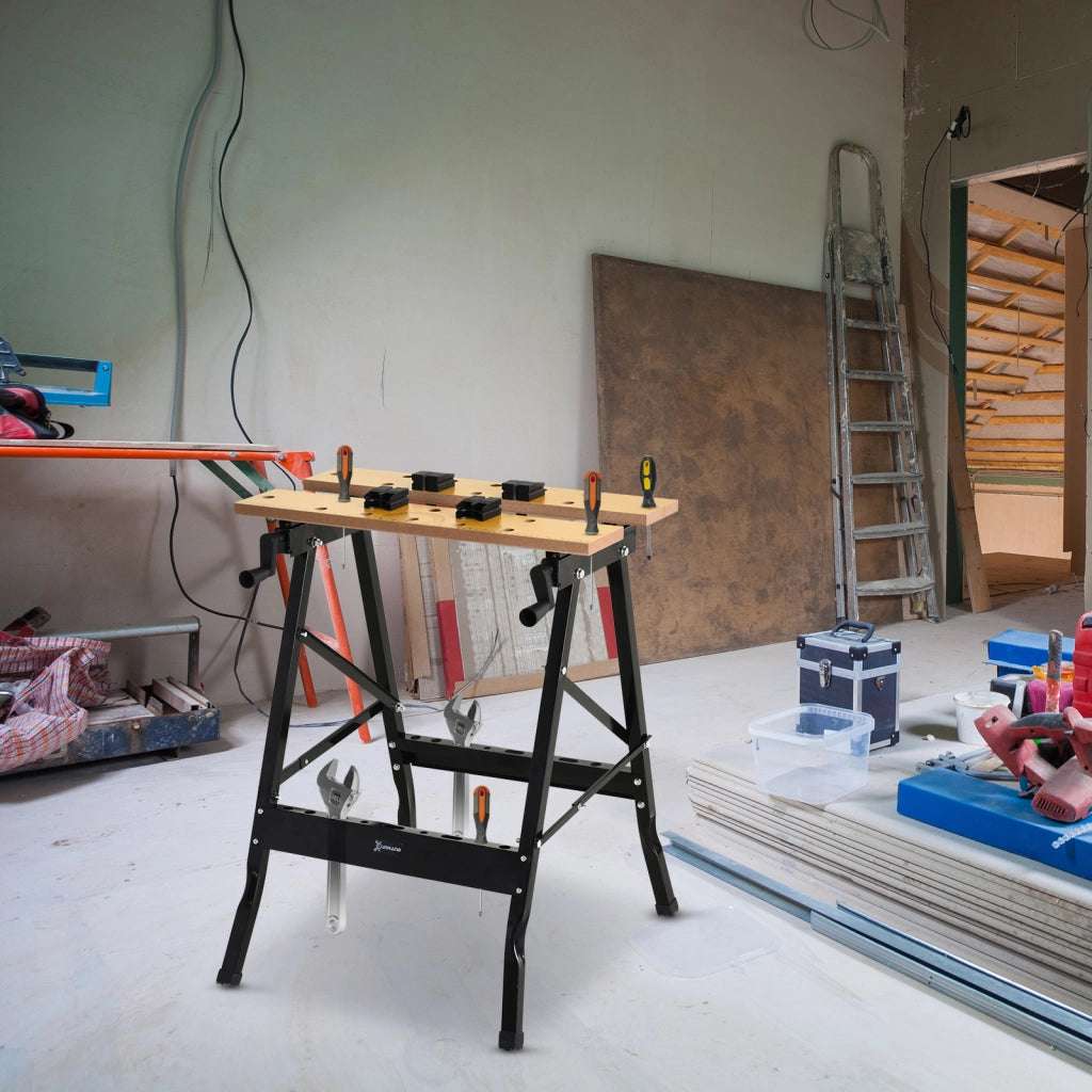 Tavolo da lavoro pieghevole portatile ¨C zephmum ¨C MDF ferro 56x62x75 cm nero