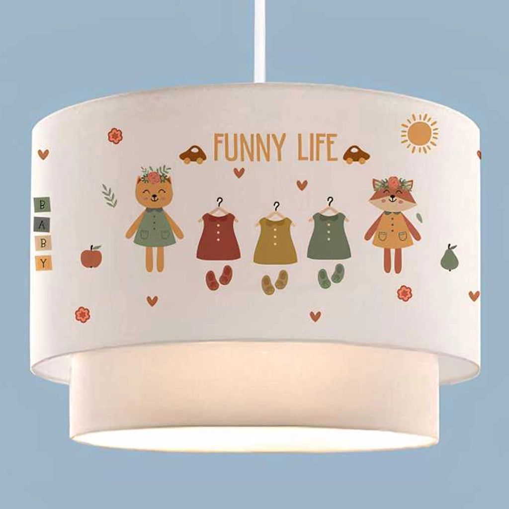 Lampada a Sospensione Lurgan per Cameretta Decorato con Animali Vestiti - Bianco lux.pro