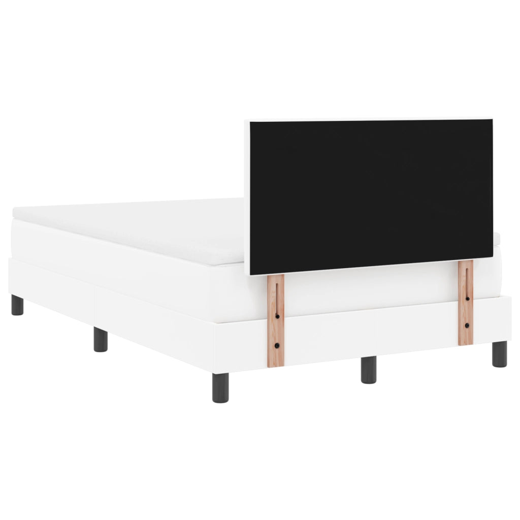 Letto con Rete a Molla e Materasso Bianco 120x200 cm in Ecopelle