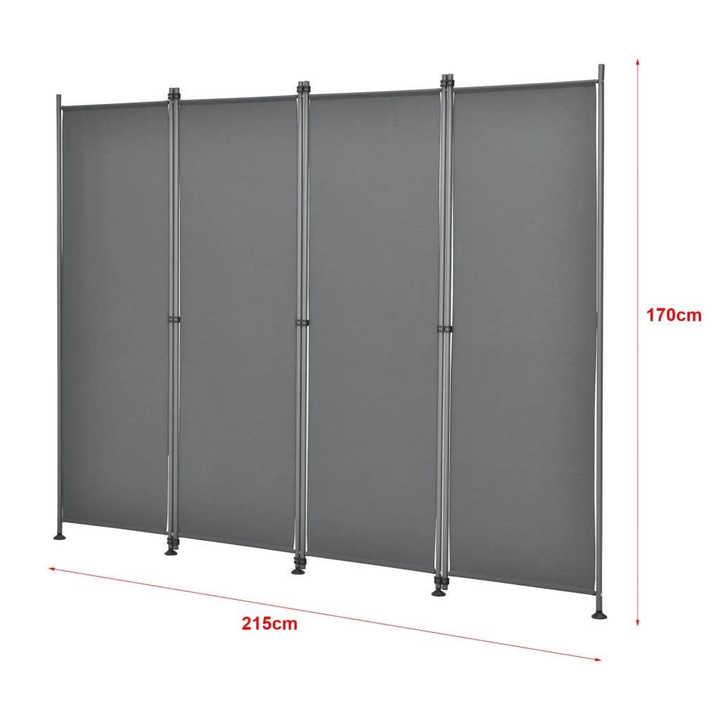 Schermo divisorio in poliestere a 4 pannelli 215 x 170 cm grigio ardesia 03_0006552