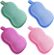 Set di 4 spugne per bambini, spugne di cotone per bambini, palline assorbenti morbide per bagni per bambini, adatte per bambini, neonati, uomini e donne (rosso, viola, verde, blu)