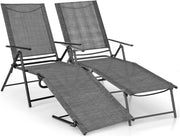 Set di 2 sedie a sdraio pieghevole con schienale regolabile, sdraio da spiaggia per giardino, spiaggia, piscina