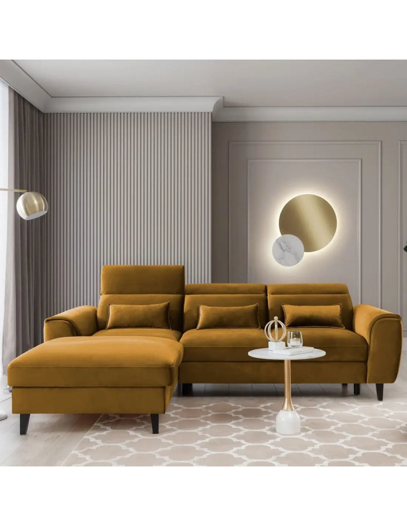 Divano ad angolo convertibile giallo angolo sinistro 4 posti FABLE