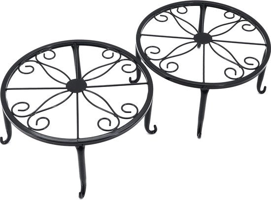 4 pezzi di supporto per piante in metallo, supporto per vaso di fiori in ferro, stantuffo per piante per interni esterni giardino (nero)