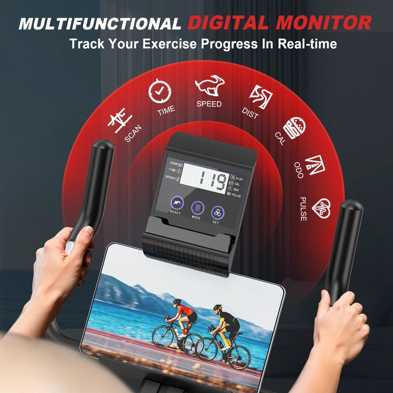 Cyclette, cyclette da interno  con display LCD, cyclette con supporto per ipad, capacità di carico di 120 kg