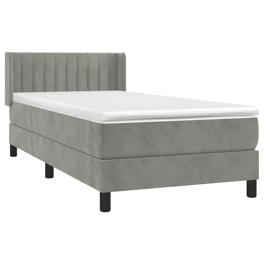 Giroletto a Molle con Materasso Grigio Chiaro 100x200cm Velluto 3131063