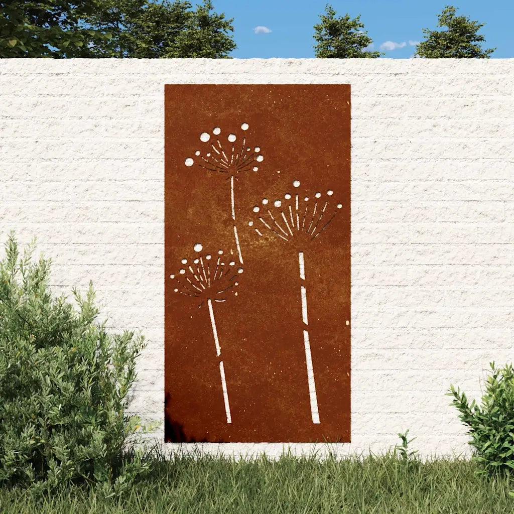 Decorazione Muro da Giardino 105x55 cm Fiore in Acciaio Cortencod mxl 130628