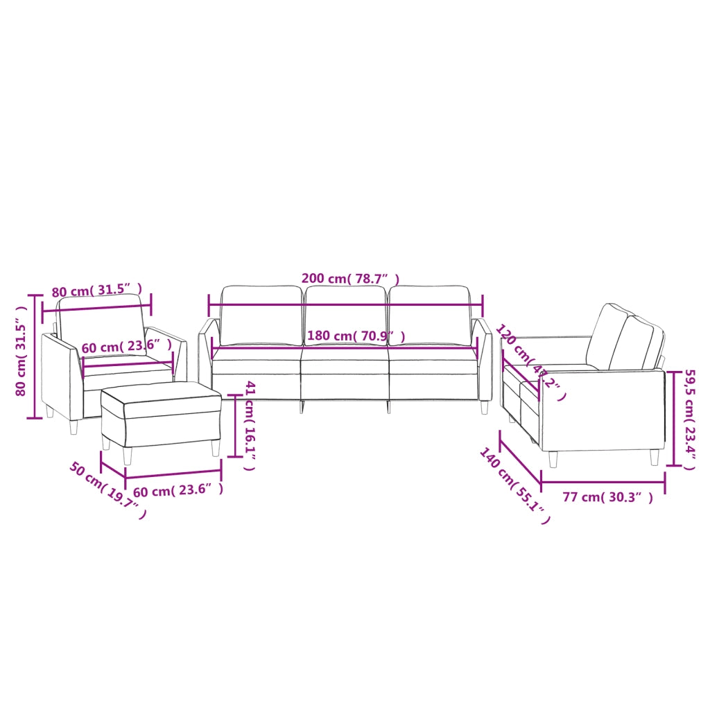 Set di Divani 4 pz con Cuscini cappuccino in Similpelle 3201749