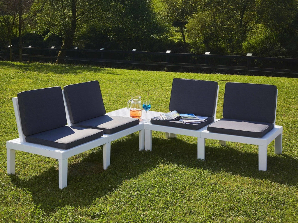 Salottino Outdoor Ermes, set Salotto da Esterno 4 Posti Made in Italy, Bianco