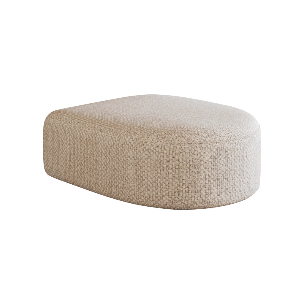 Pouf senza montaggio con linee eleganti e seduta confortevole per soggiorno e camera da letto in tessuto bianco