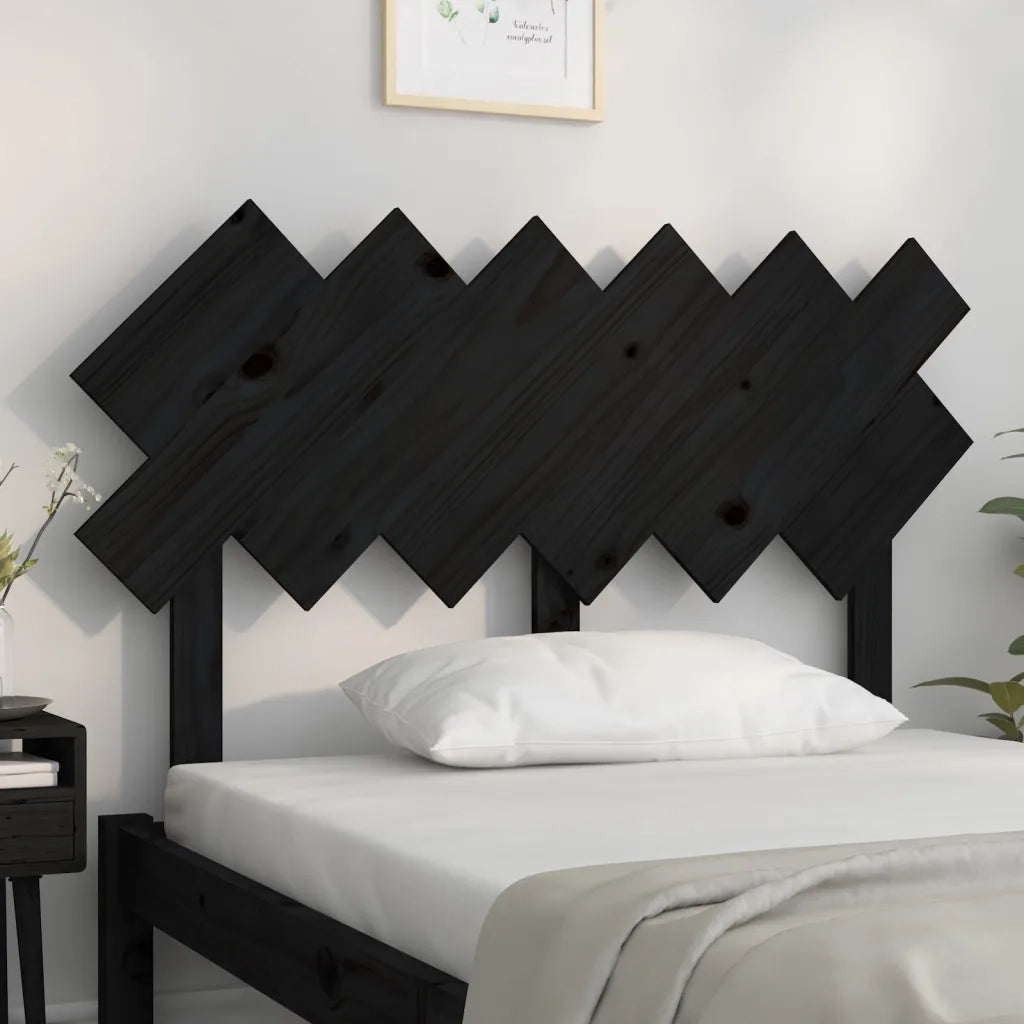 Testiera per Letto Nera122,5x3x80,5cm in Legno Massello di Pino 819214