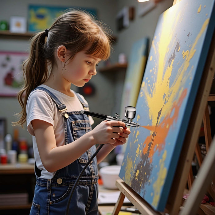 HS-A9K Set con compressore, pistola aerografo, ugelli e accessori, motore 12 V, pressione autostop 1,5 bar, per modellismo, tatuaggi, nail art, airbrush