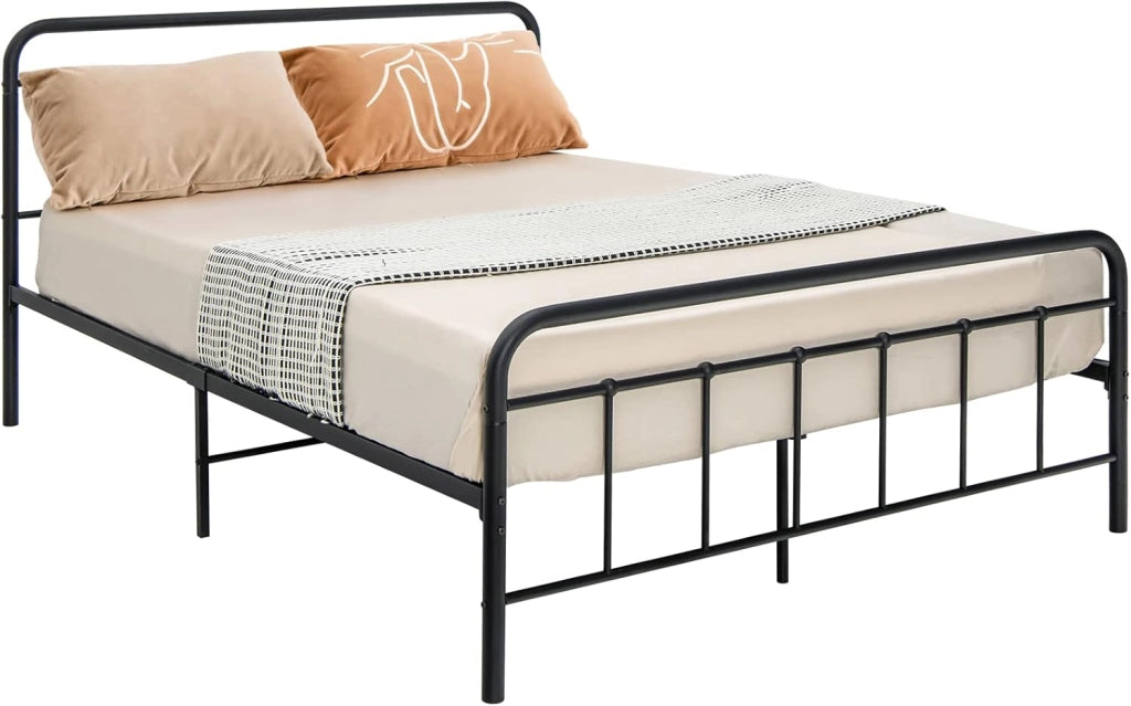 Struttura del Letto in Metallo, Telaio da Letto con Testiera e Pediera, Piattaforma Letto con Doghe in Acciaio, Carico Massimo 300kg (200cm x 160cm)