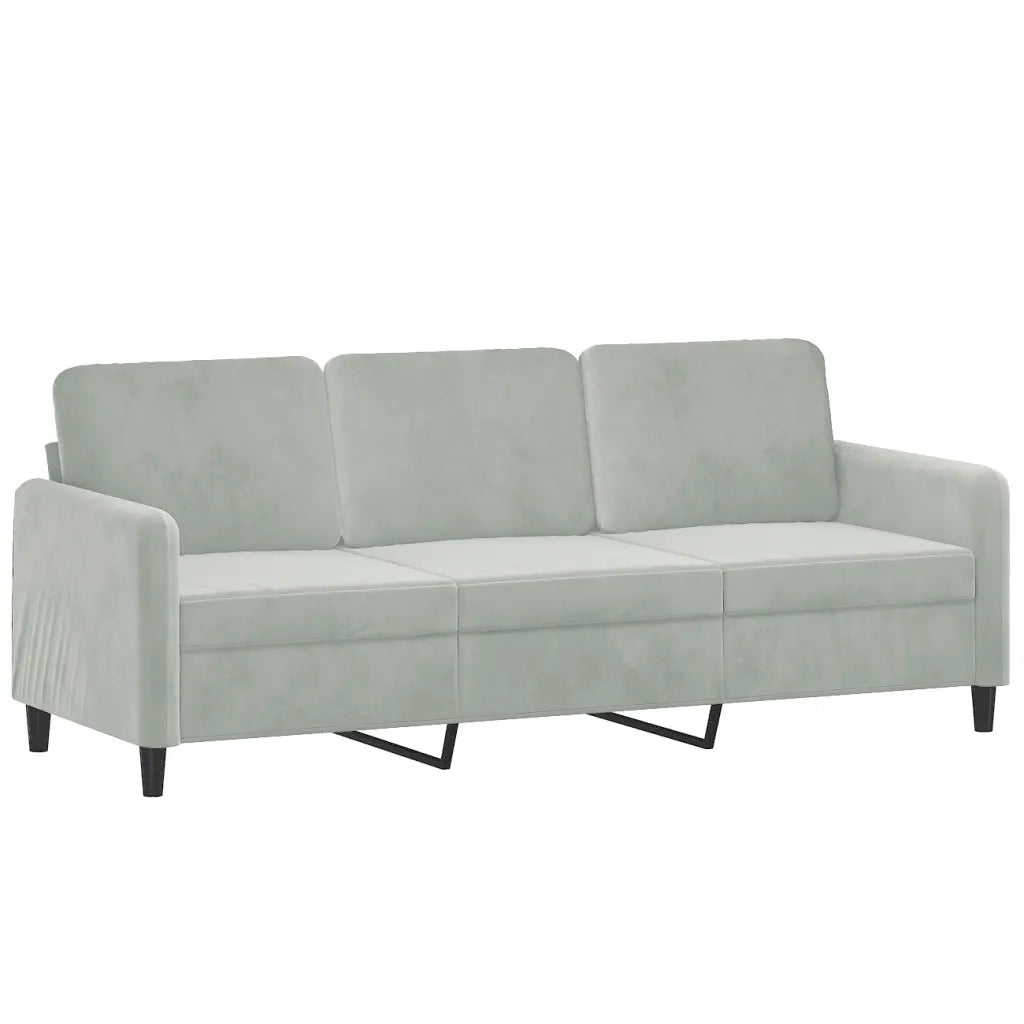 Divano | Divano da soggiorno | Sofa a 3 Posti Grigio Chiaro 180 cm in Velluto