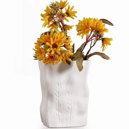Vaso Ceramico Onregolare, 16 cm, Vaso di Fiori con Boccia Ceramica, Vasi Geometrici per Pampas, Decorazione per Casa, Ufficio e Tavolo da Pranzo