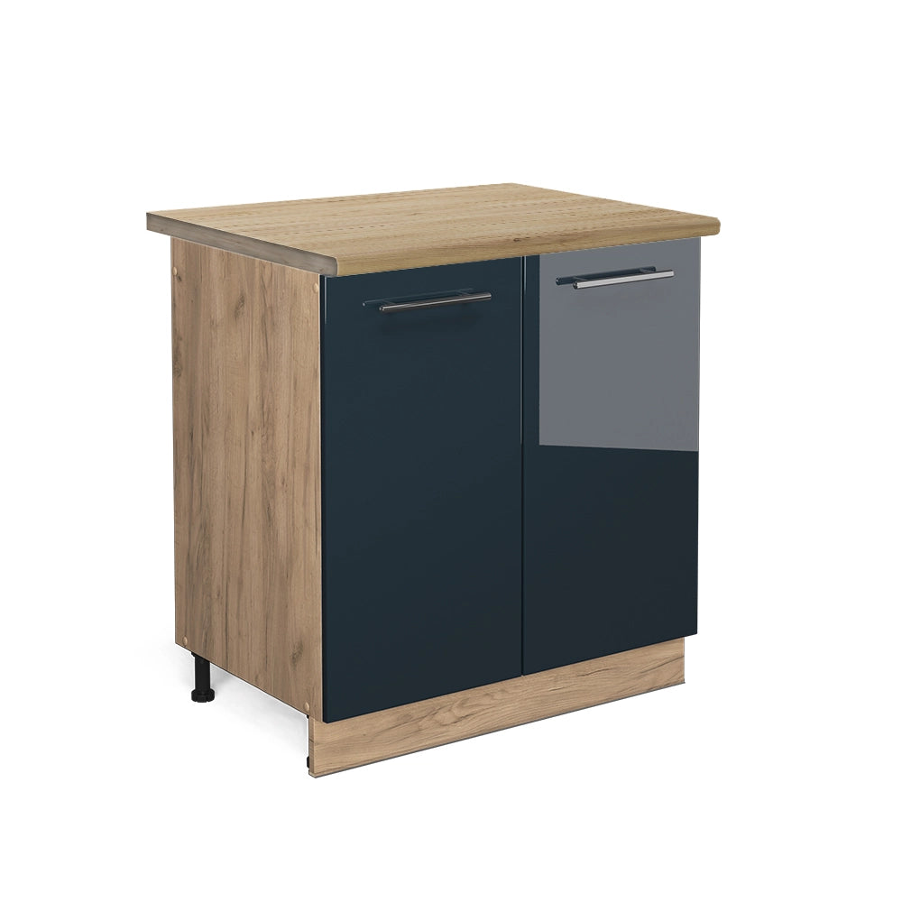 Mobile lavello cucina Fame-Line Blu scuro lucido/Rovere dorato 80 cm, PL Rovere Vicco