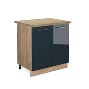 Mobile lavello cucina Fame-Line Blu scuro lucido/Rovere dorato 80 cm, PL Rovere Vicco