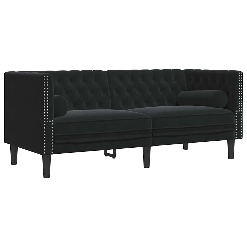 Divano per Soggiorno 2 pcs Nero 194 x 74,5 x 70,5 cm Velluto