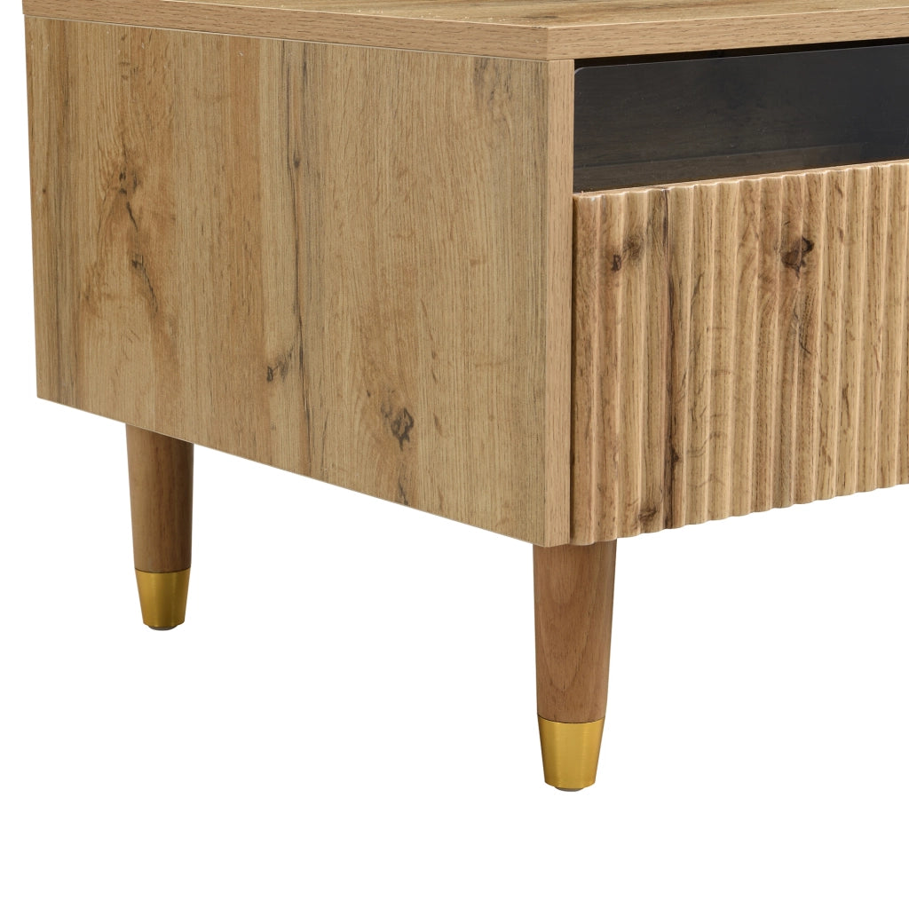 Tavolino da caffè LED con 2 cassetti; 110 × 50 × 40 cm; MDF; colore legno