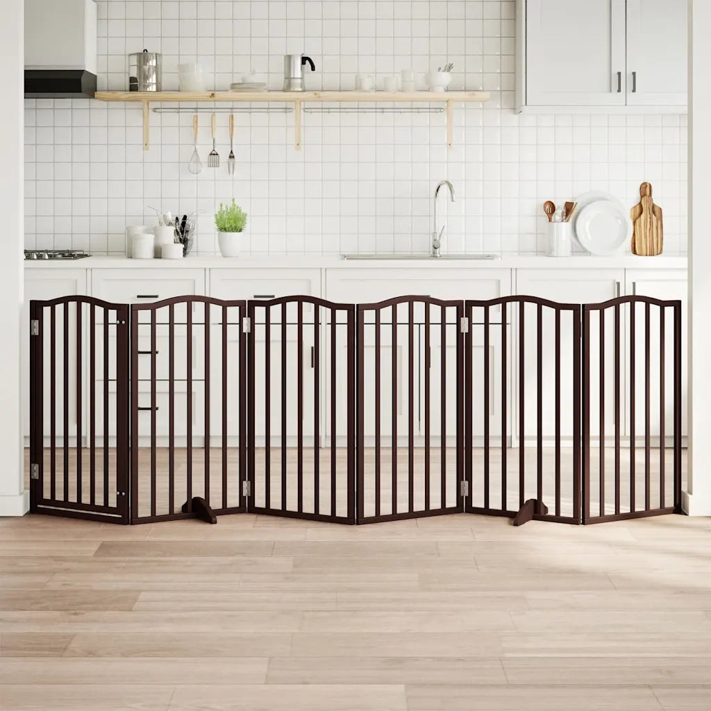 Cancello Cani Pieghevole Rovere Marrone 6 Pannelli 300cm Pioppo 352231