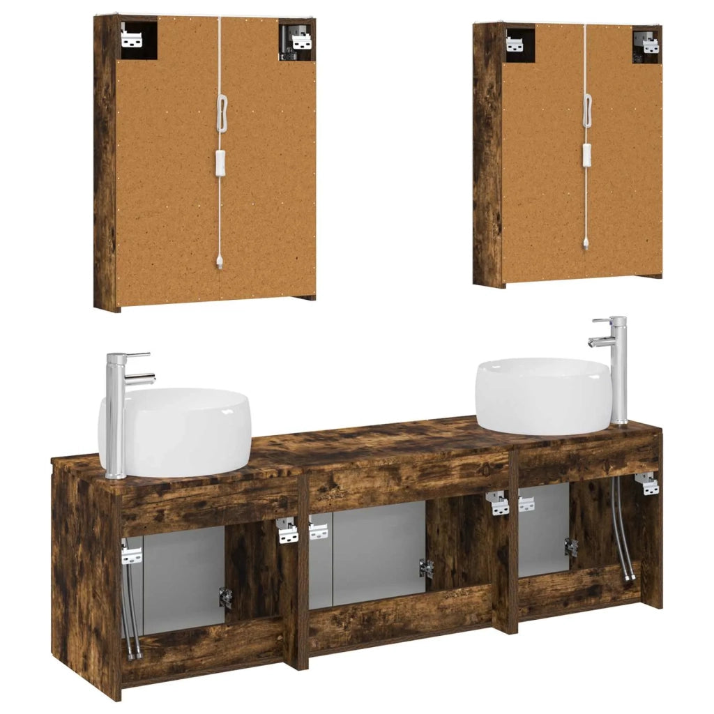Set di Armadi da Bagno 5 pcs Rovere Fumo Legno ingegnerizzato 3406531