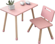Set di tavolo e sedia per bambini in legno di abete robusto per giocare e imparare - arredamento per camera da bambini in stile scandinavo (rosa, 1 sedia)