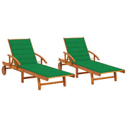 Set di 2 lettini prendisole sedie a sdraio lettini prendisole aiuole da giardino mobili da giardino con cuscini legno massello di acacia 02_0012041