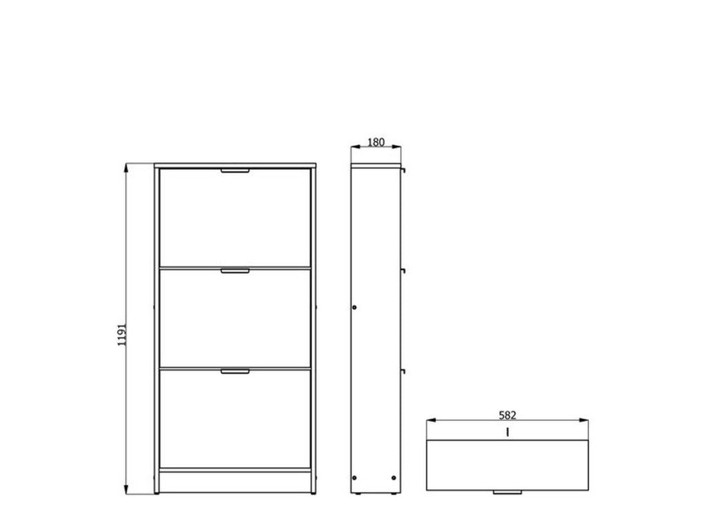 Mobile Portascarpe Melle, Scarpiera 3 Ripiani, 58x18x119h cm Marrone Rovere Chiaro
