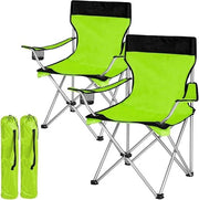 Sedie da Campeggio con Tasca - Sedile da Spiaggia per Campeggio Mare - Polyester e Acciaio Inossidabile - Verde
