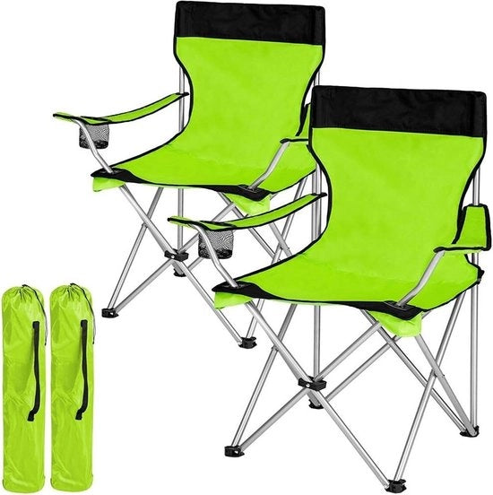 Sedie da Campeggio con Tasca - Sedile da Spiaggia per Campeggio Mare - Polyester e Acciaio Inossidabile - Verde