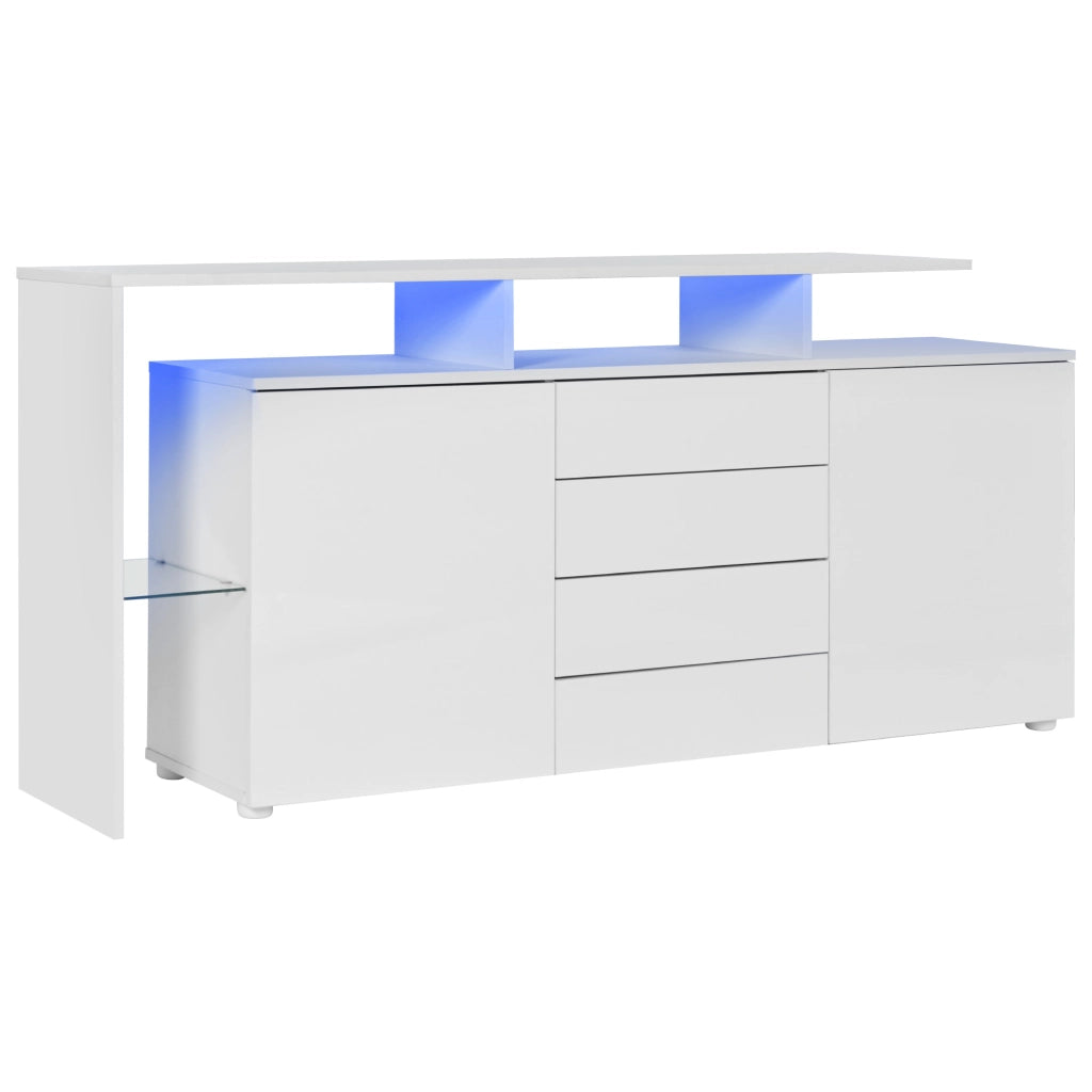 Mobile TV lussuoso con LED - Zephmum- Bianco lucido, Schrank multifunzionale