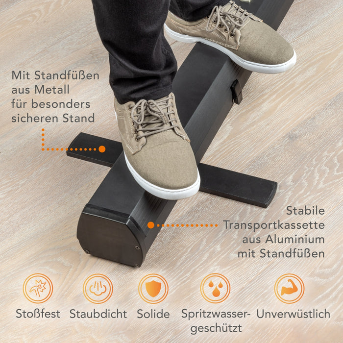 Fondale fotografico roll-up grigio 165x220, sfondo portatile con scatola di trasporto per fotoshooting, sistema autoportante, telo ingualcibile per studio fotografico