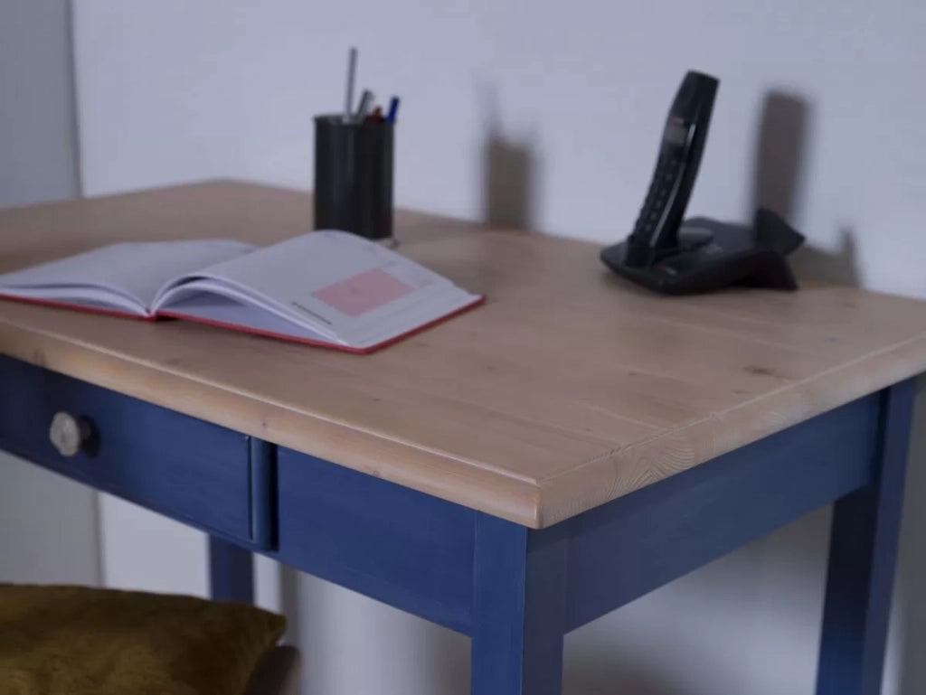Scrivania 1 cassetto legno laccato blu 99x61x80 (2222) - Mobili 2G