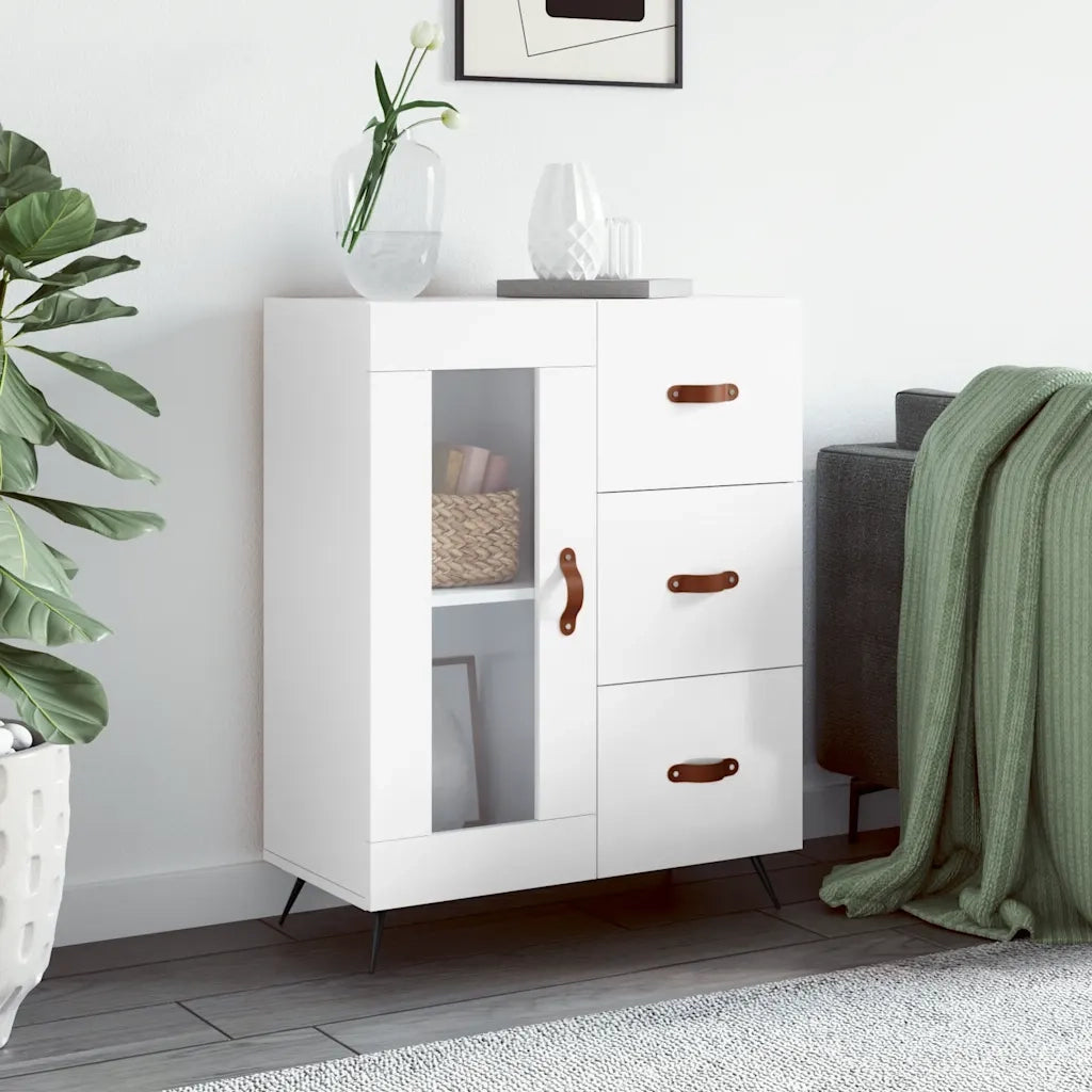 Credenza-Buffet-Armadio da cucina 69,5x34x90 cm in Legno Multistrato Bianco Lucido 258900