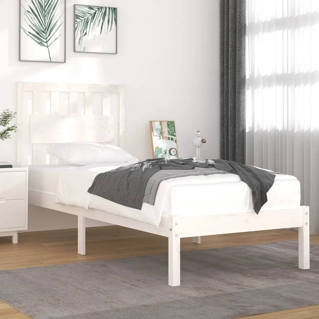 Giroletto-Struttura Letto Bianco in Legno Massello di Pino 90x190 cm Single 286679