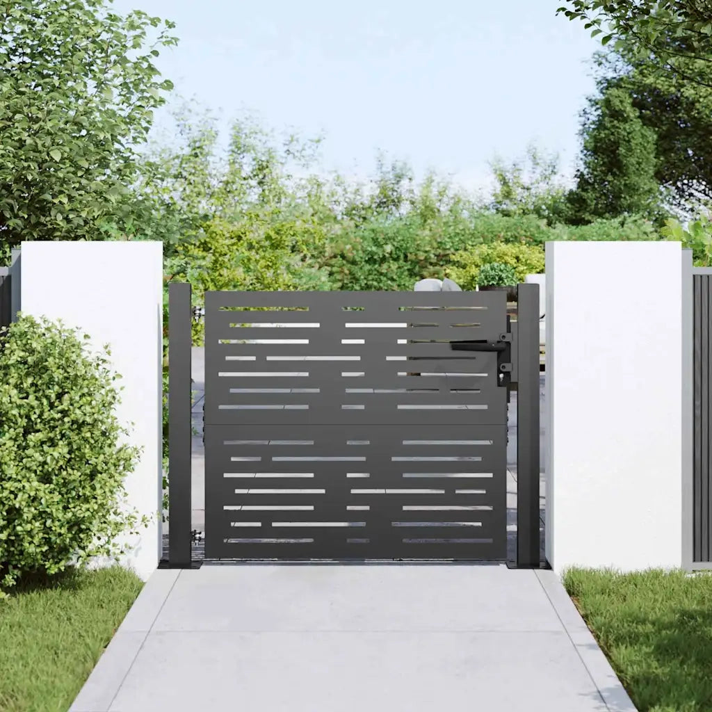 Cancello da giardino con blocco Nero 110 x 105 cm 42015899