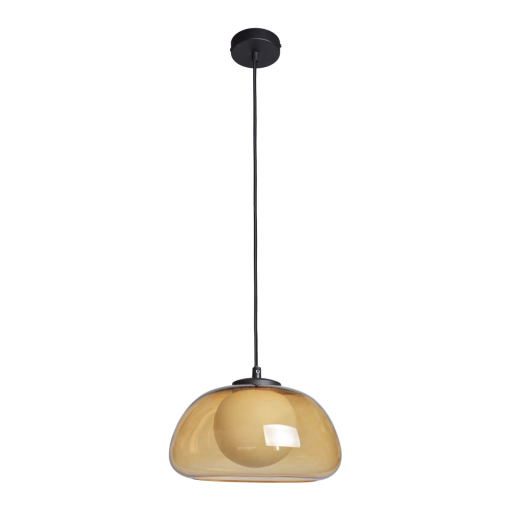 Lampada a sospensione AINALE Italux vetro ambra nero G9