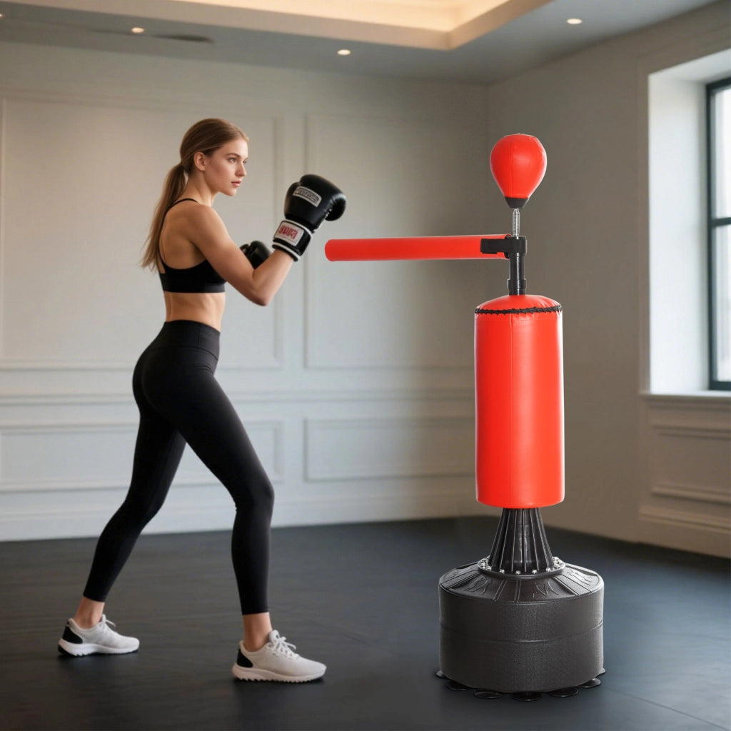 Sacco da Boxe ¨C zephmum ¨C Regolabile, Rosso e Nero, 88x48x155-205 cm