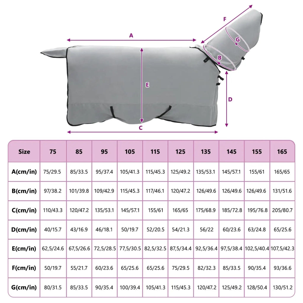 Coperta per Cavalli Grigio chiaro e rosa completo 155 cm CFW8209032