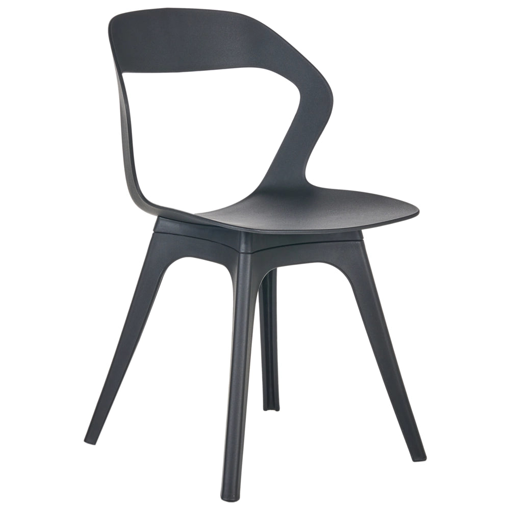 Set di 4 sedie da giardino in polipropilene nero, leggere, resistenti alle intemperie, in plastica, per interni ed esterni, moderne