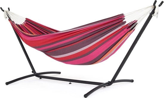 Hangmat con struttura metallica e tessuto doppio - Tas da letto - 200 kg - Hangmat rosso 2 persone